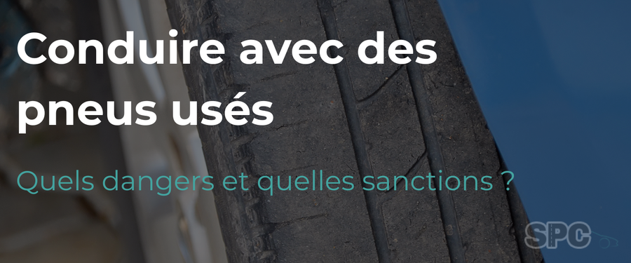 Pneu usé en gros plan illustrant les dangers de conduire avec des pneus usés