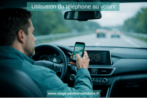 Conducteur utilisant son téléphone en conduisant